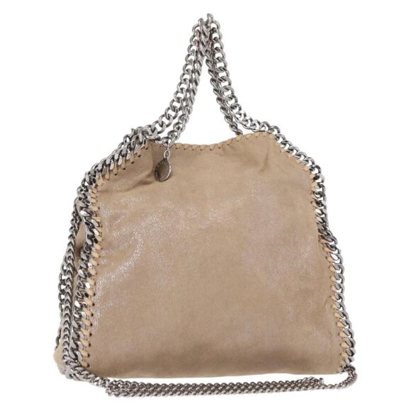 Authentic Stella MacCartney Chain Falabella Bag polyester Beige Silver 371223
